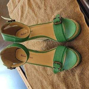 Green wedge material feels like faux suede